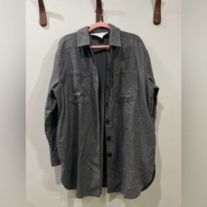 Treasure & Bond Gray Flannel Button Down Shirt Jacket Size L